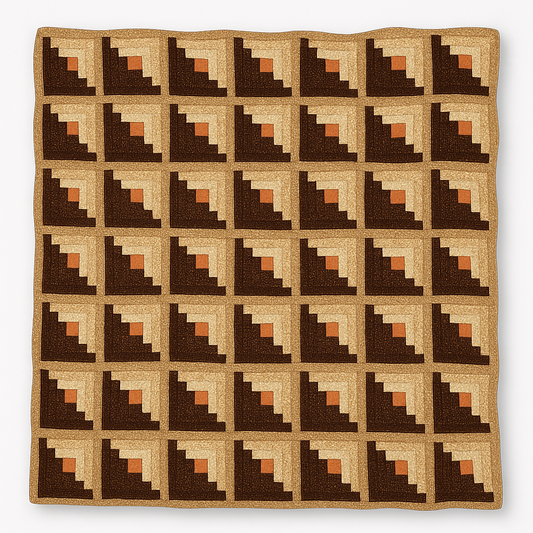 Vintage Brown/ Tan Log Cabin Quilt