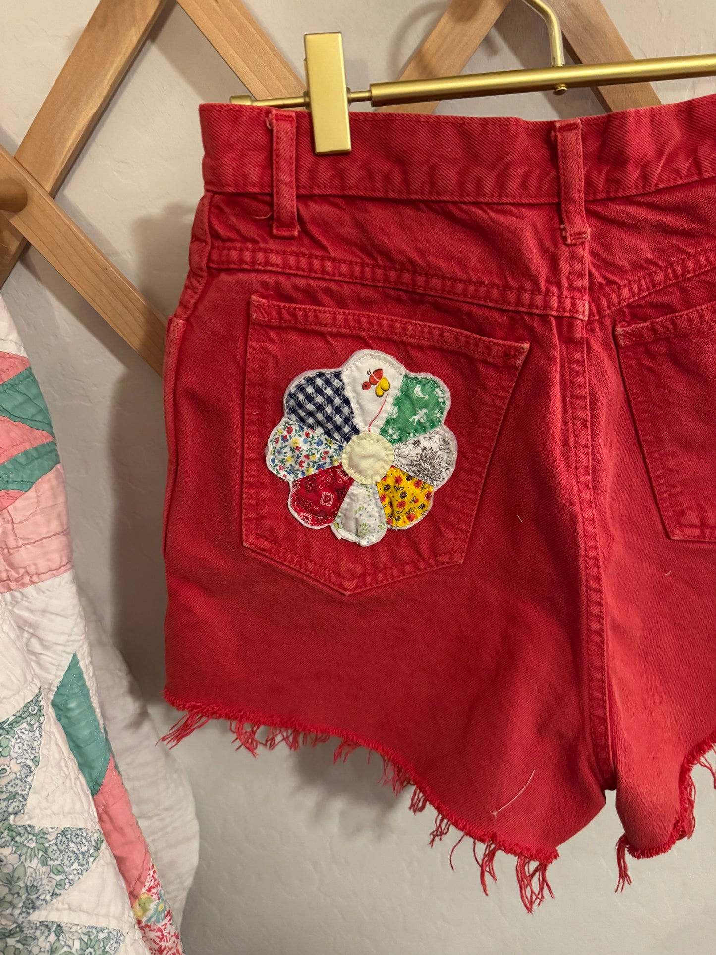 Vintage Red Rio Cut Offs with Patchwork- Size 11