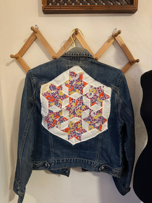 Denim Levi Jacket with Quilt Patch- Medium