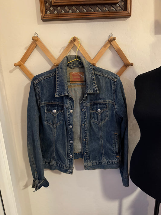 Denim Levi Jacket with Quilt Patch- Medium