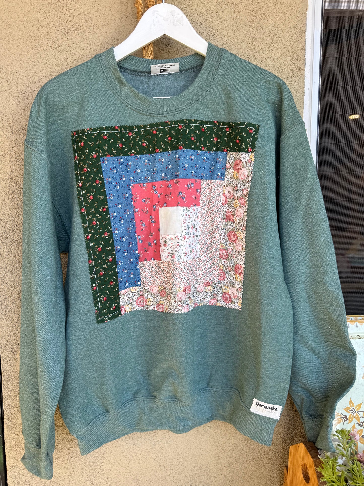 Medium Forest Green Quilt Patch Sweatshirt