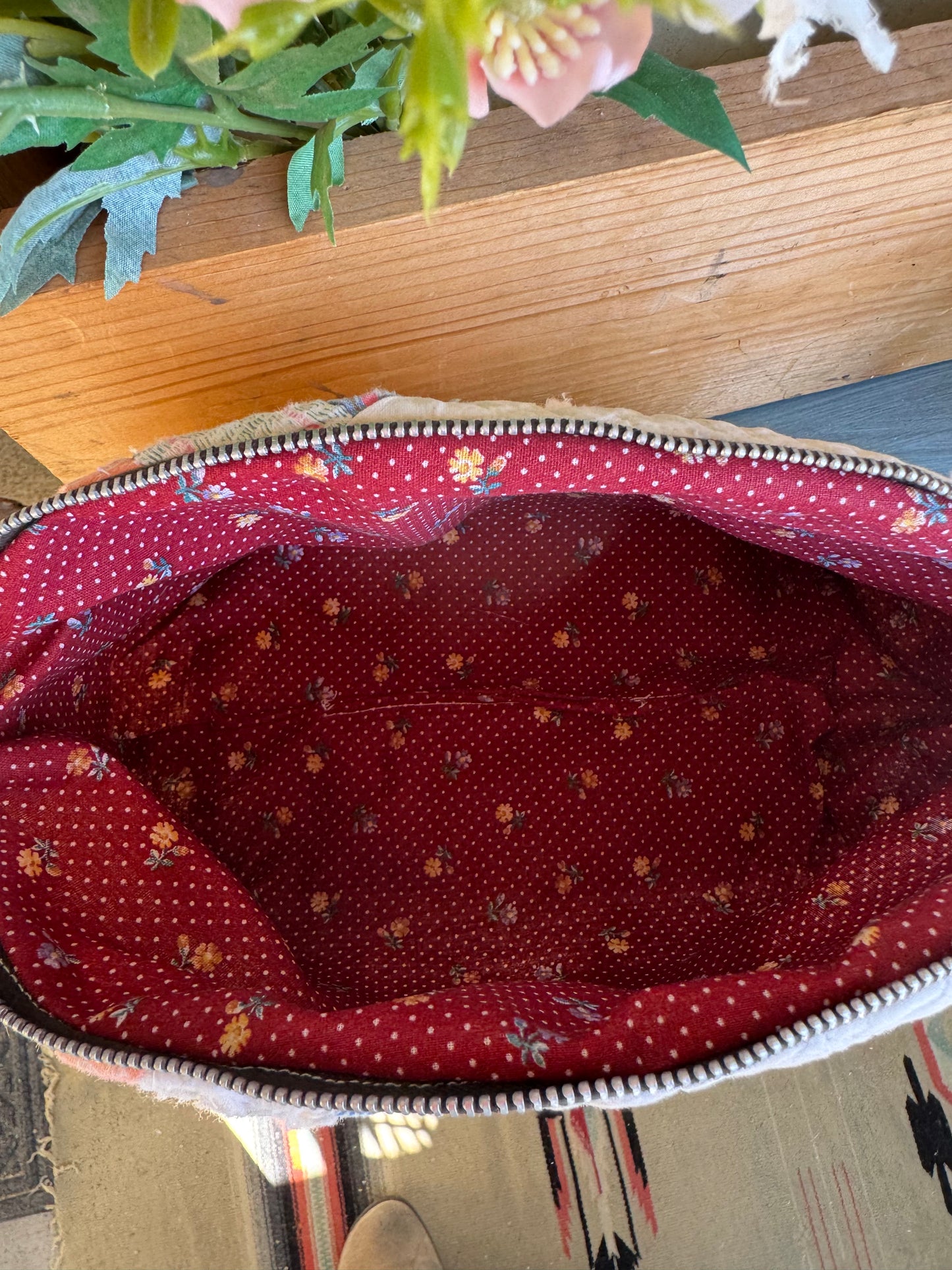 Curved White & Pastel Quilt Pouch
