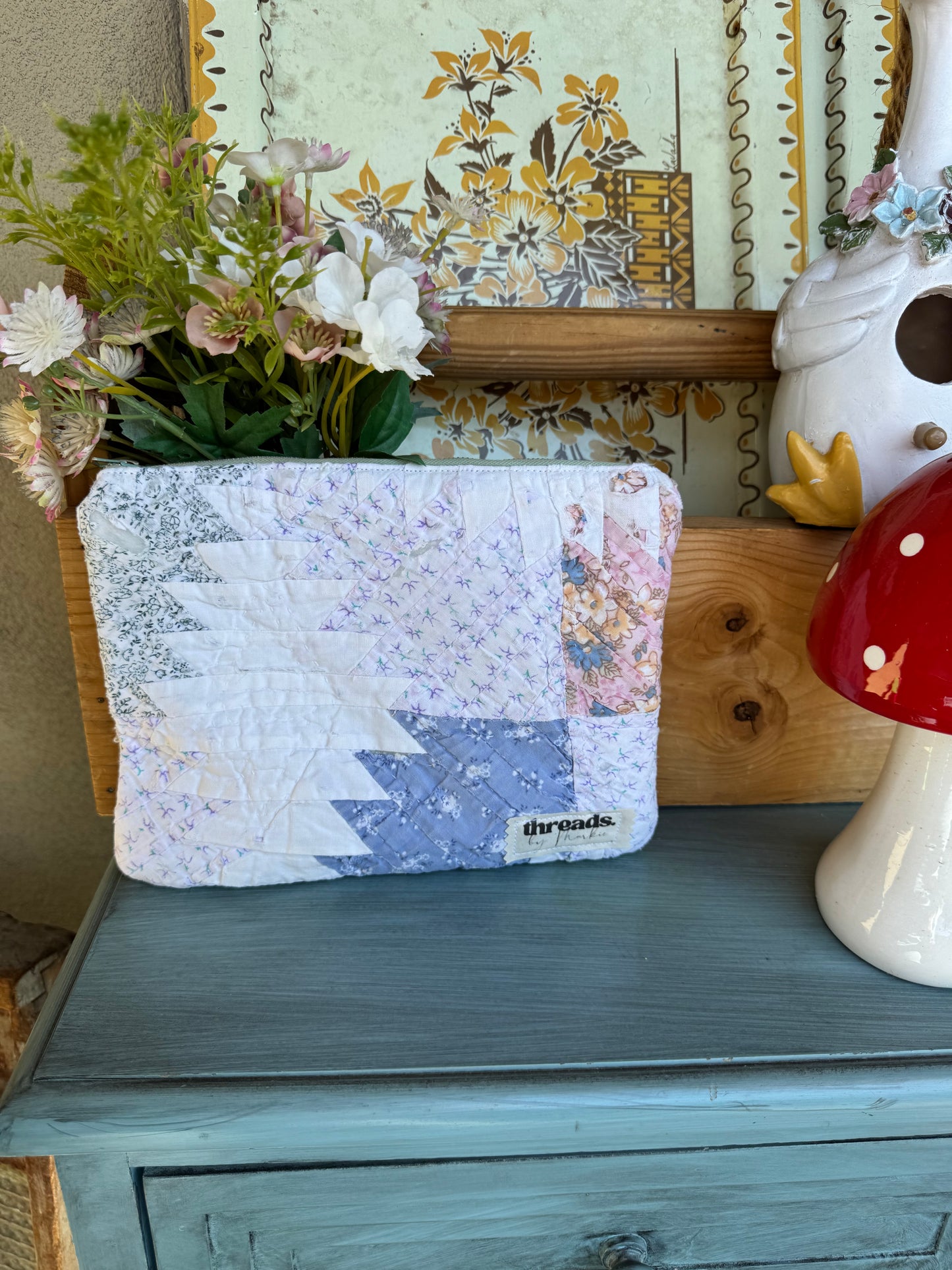 Lilac & Floral Quilt Pouch