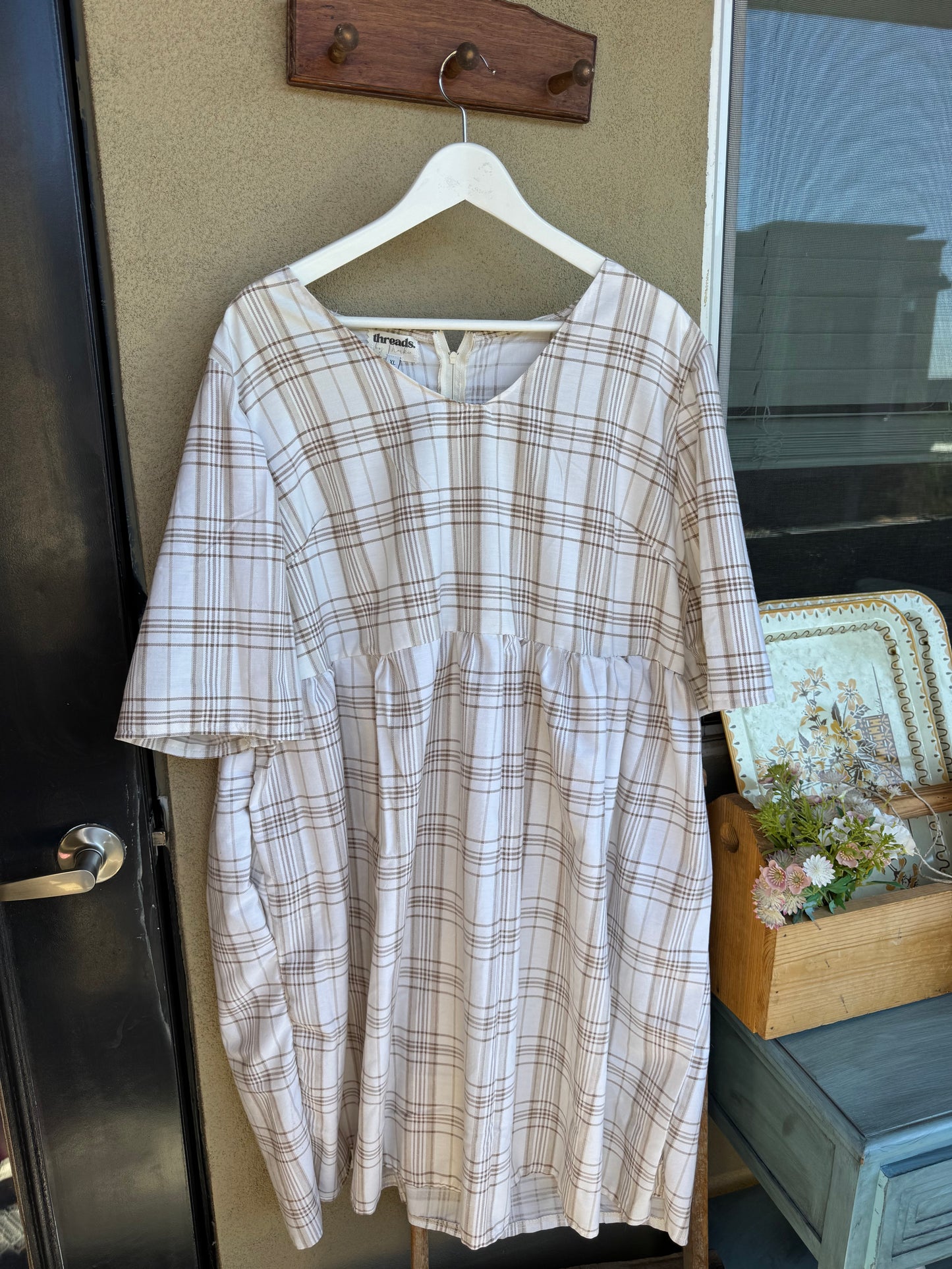 Plaid Cotton Dress – Size XL