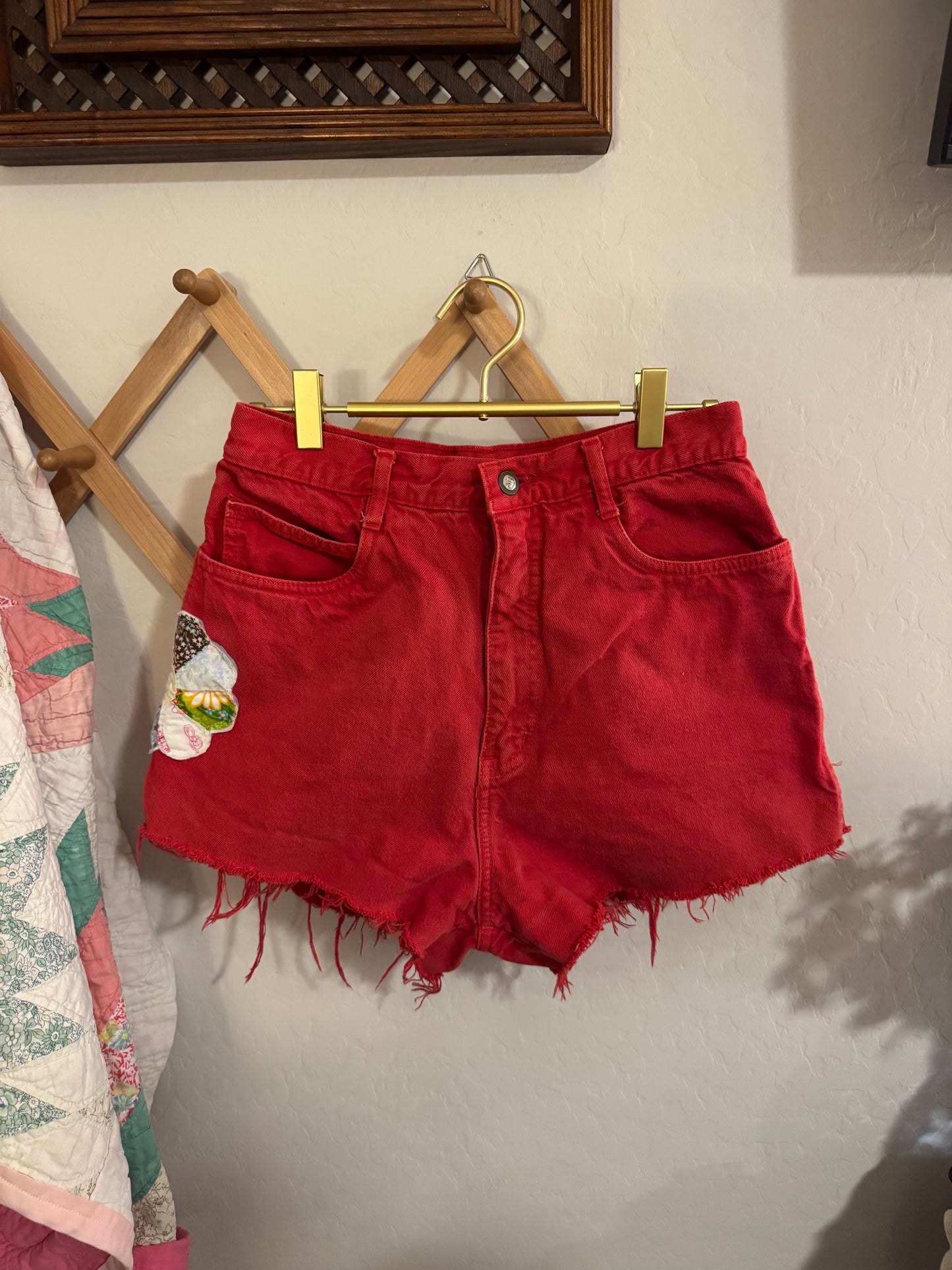 Vintage Red Rio Cut Offs with Patchwork- Size 11