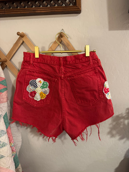 Vintage Red Rio Cut Offs with Patchwork- Size 11