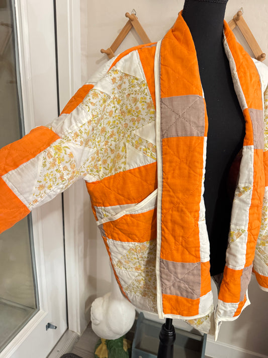 Harvest Hues Patchwork Coat- Size Oversized Med.