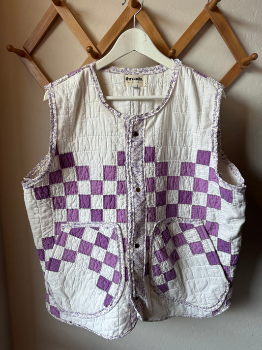 Vintage Patchwork Quilted Vest – Size XL