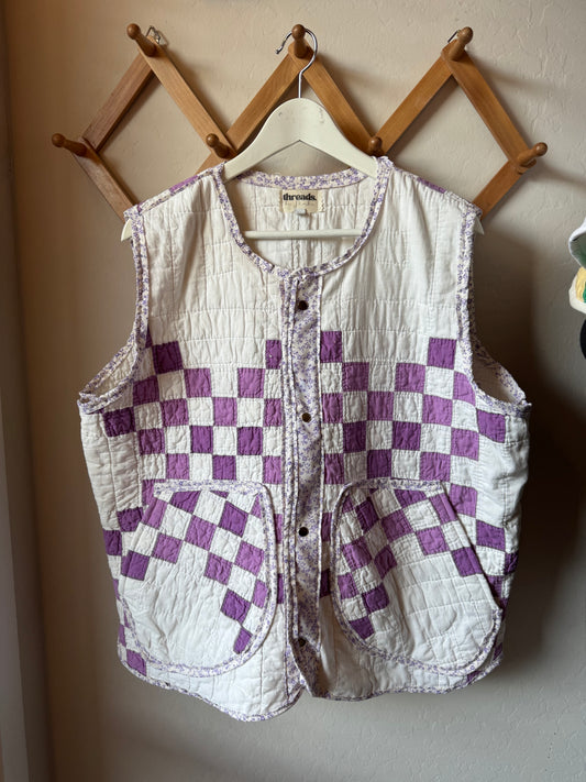 Vintage Patchwork Quilted Vest – Size XL