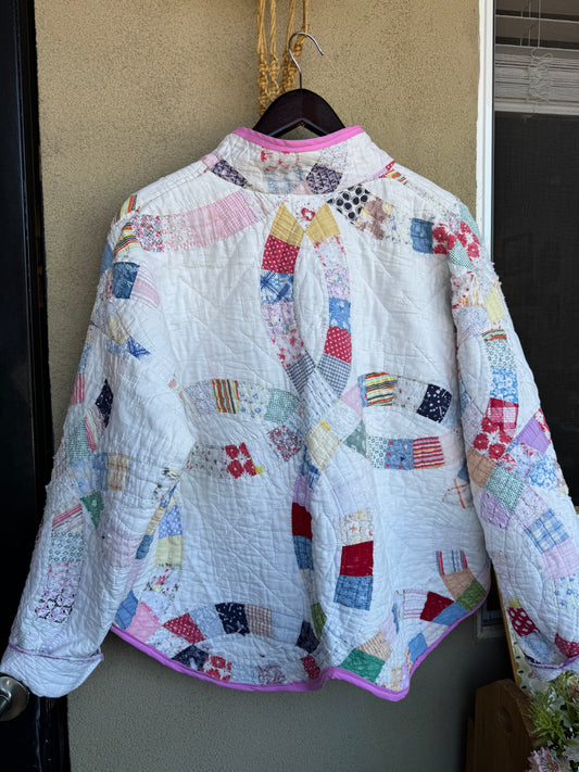 Patchwork Wedding Ring Quilted Jacket – Size 2XL