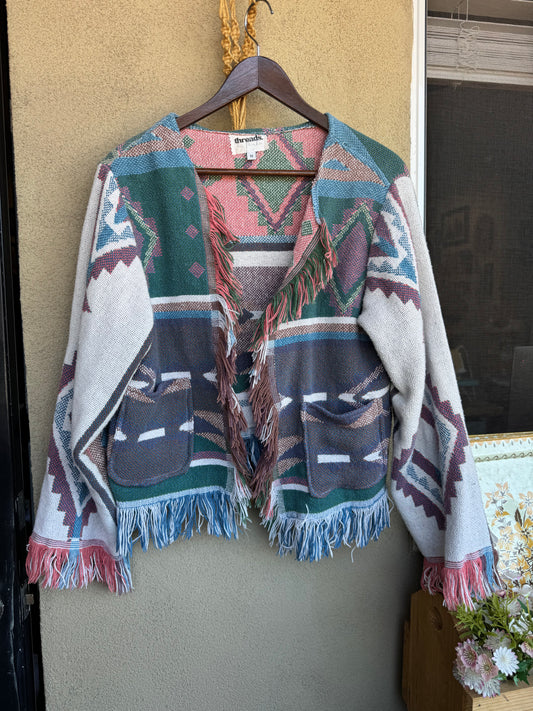 Southwestern Fringe Cardigan – Size Medium