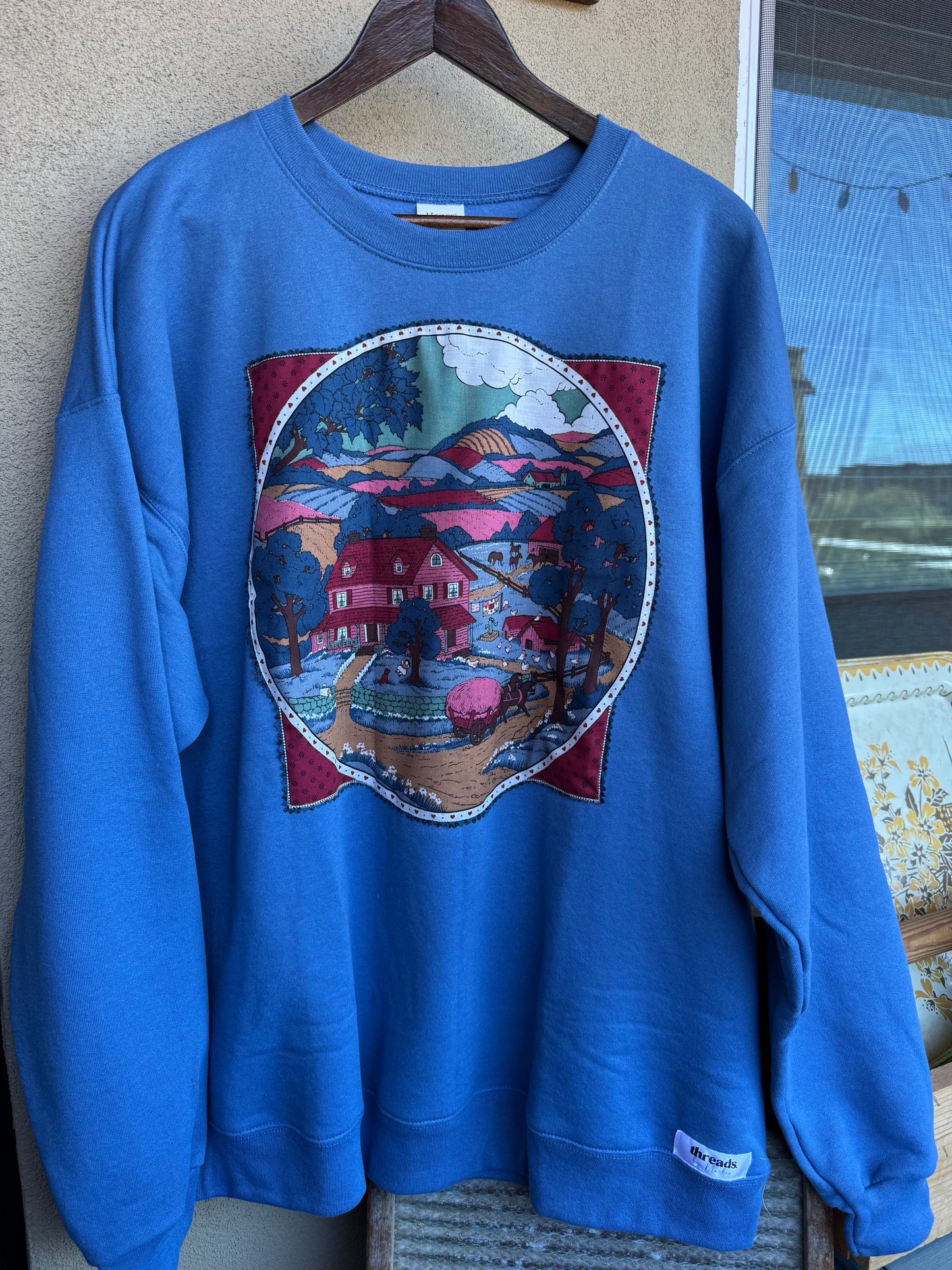 Countryside Daydream Patchwork Crewneck — Size XL