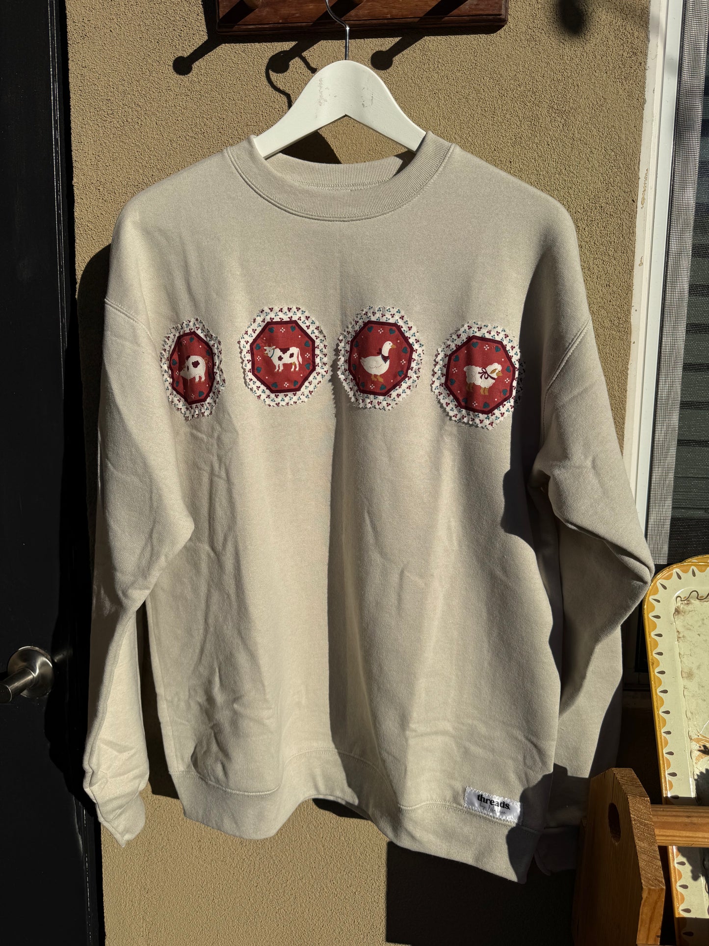 Farm Patchwork Crewneck- Size Medium –