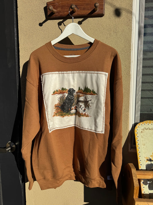 Vintage Retriever Patchwork Crewneck- Size Large