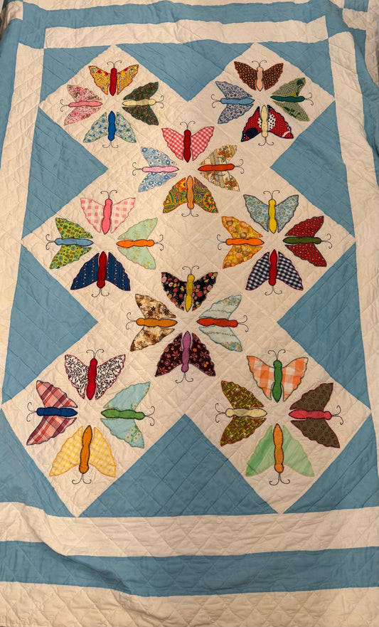 Vintage Blue Butterfly Quilt