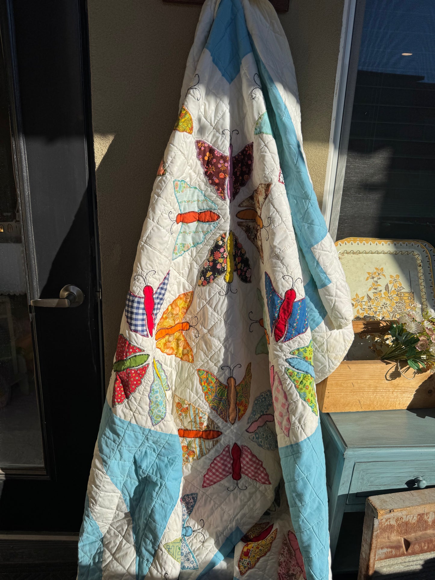 Vintage Blue Butterfly Quilt